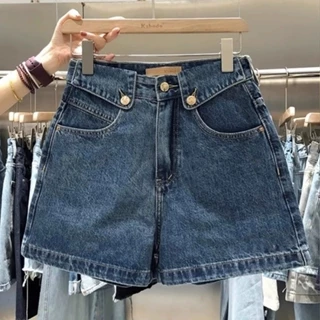 Thiết Kế Cao Cấp Quần Short Denim Nữ Mùa Hè 2023 Phong Cách Mới Quần Ống Rộng Eo Cao Mặt bích Chữ A Quần Nóng Hợp Thời Trang