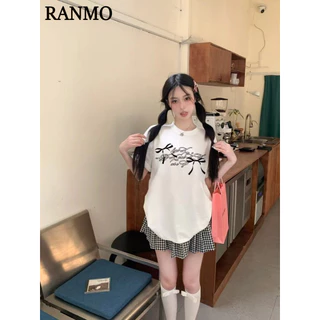 RANMO áo phông áo thun nữ croptop baby tee Fashion Phong cách Đơn giản xu hướng WCS2440UA6 16Z240418