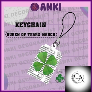 Móc khóa, keychain QUEEN OF TEARS MERCH, móc khóa mica, móc khóa in hình cỏ 4 lá, nữ hoàng nước mắt, làm quà tặng