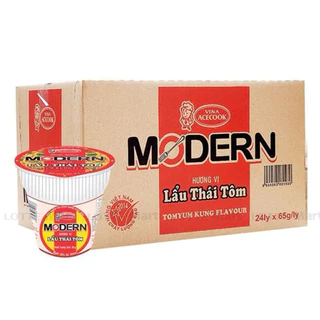 Thùng Mỳ Ly Modern Lẩu Thái Tôm - 24ly x 65g