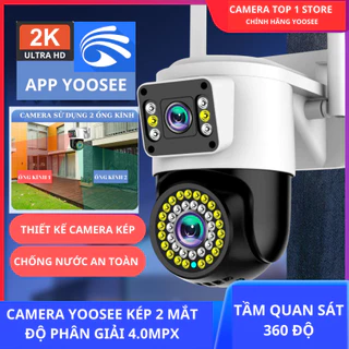 Camera Yoosee Wifi 2 Mắt giám sát Ngoài Trời Không Dây Ip66 Thông Minh chống nước, AI - FHD 4.0mpx