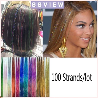 Stillsaview 100 Dây Nối Tóc Bán Chạy Lấp Lánh Streak Clubbing Bling Silk