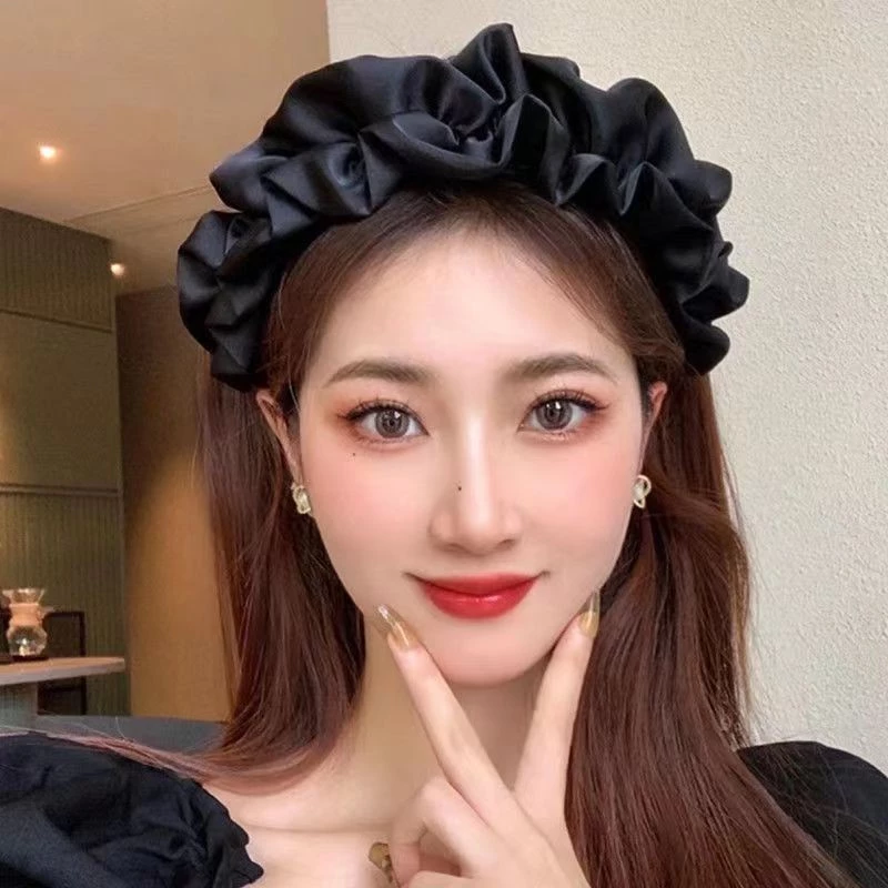 Băng đô tóc dễ thương với nơ lụa cho phụ nữ rửa mặt