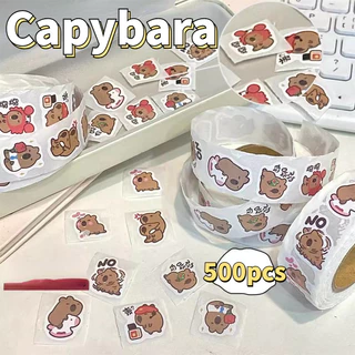 500 Cái / cuộn Hoạt Hình Capybara Laptop Dán Cho Chai Nước Thêu Sò Đồ Dùng Học Tập Chống Thấm Nước Nghệ Thuật Thủ Công Văn Phòng Phẩm