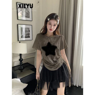 XIEYU áo phông áo thun nữ croptop baby tee phổ biến Đơn giản Comfortable Cổ điển WTX24502WI 19Z240507