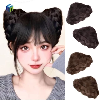 2 Chiếc Tai Mèo Tóc Bun, Kẹp Tóc Mèo Tóc Nối Dài Tai Mèo Chignons, Phụ Kiện Tóc Scrunchie Dễ Thương Y2K Bện Chignon Cho Nữ Bé Gái