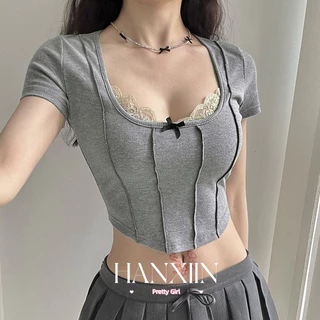 HANXIN áo phông áo thun nữ croptop baby tee hàn quốc Thể thao Fashion Thời trang WTX2450TRU 22Z240527