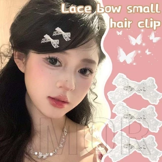 8 Kẹp Tóc Nơ Ren - Phụ Kiện Tóc Dress Up - Kẹp Tóc Nơ Trắng - Dành Cho Bé Gái Hàng Ngày, Mặc Tiệc - Ngọt Ngào, Dễ Thương, Phong Cách INS Hàn Quốc - Kẹp Mỏ Vịt Mini