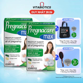 Combo 2 Hộp Viên Uống Cho Phụ Nữ Mang Thai & Cho Con Bú Vitabiotics PREGNACARE Max Bổ Sung Vitamin và Khoáng Chất