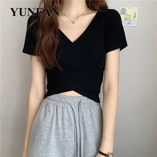 YUNFAN áo phông áo thun nữ croptop baby tee Vintage Stylish Popular Comfortable WTX2440C6J 15Z240411