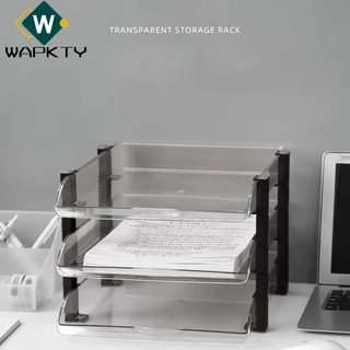 WAPKTY Giá đựng hồ sơ, Giá đựng giấy Acrylic có thể xếp chồng lên nhau, Dụng cụ sắp xếp hồ sơ trong suốt thời trang