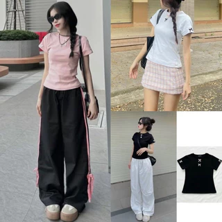 Áo Thun Đính Nơ MINO Form Ôm Body Cho Nữ, Baby Tee Đủ Màu Chất Cotton Co Giãn Thoải Mái