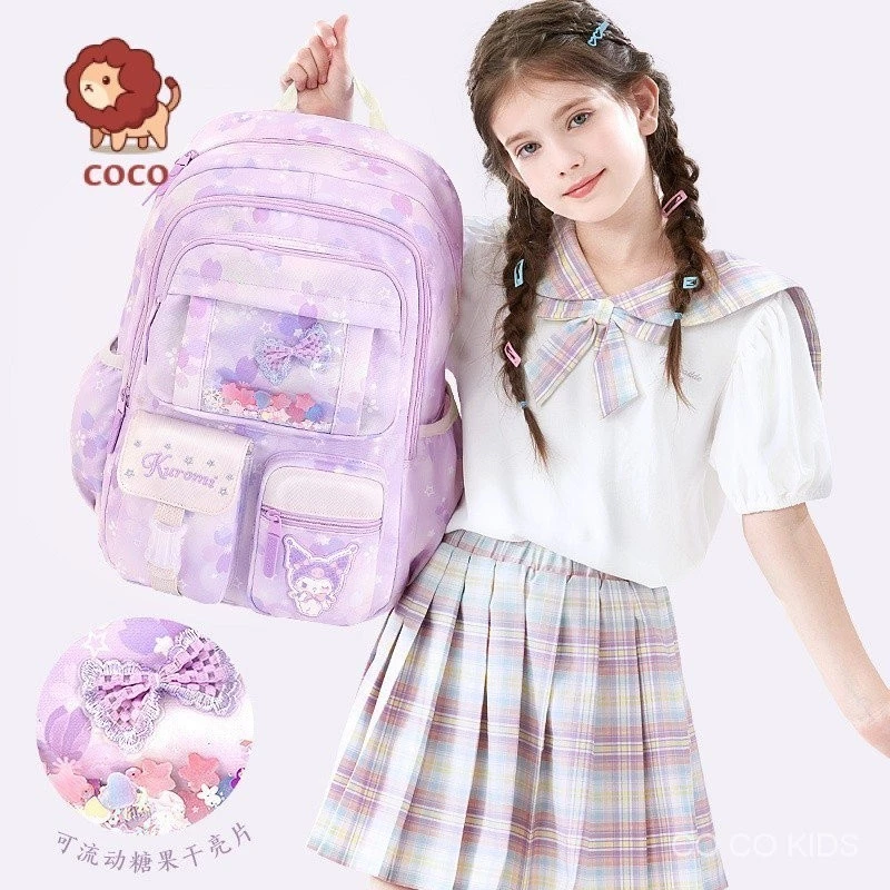 [2024 Phong Cách Mới] Kuromi Schoolbag Nữ Học Sinh Tiểu Học Lớp 1-6 Ba Lô