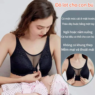 Áo ngực cho con bú chống chảy xệ, mềm mại, không có dây lót, đồ lót bà bầu cho con bú, đồ lót cho con bú sau sinh, áo ngực mỏng có khóa phía trước, trang trí ren, đẹp và thoải mái