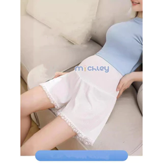 Michley Quần an toàn cho bà bầu lụa băng mỏng mùa hè dành cho bà bầu quần short chống lộ quần legging dáng rộng để mặc mùa hè