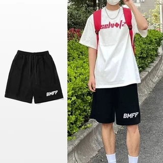 [Quần Short cỡ lớn M-8XL] Cặp đôi in chữ cổ điển kiểu Mỹ BM Dây đeo Unisex Dây rút Quần Short thông thường Cặp đôi dáng rộng Thể thao mùa hè Quần ngắn bóng rổ thể thao năm điểm