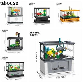 Tthouse Micro Fish Tank Series Khối Xây Dựng, Nhựa 6 Tùy Chọn Bộ Khối Xây Dựng Cá Hề, Gạch Đồ Chơi Lắp Ráp Đồ Chơi Rùa Sáng Tạo Cảnh Bể Cá Mô Hình Đồ Chơi Trẻ Em