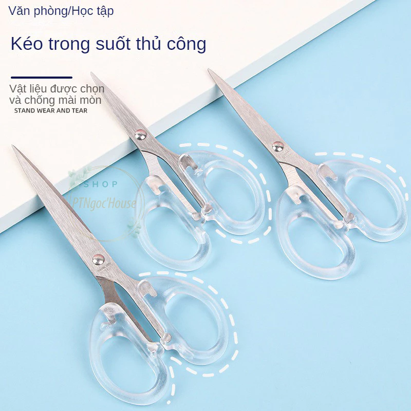 Kéo Cắt Giấy Cán Cầm Trong Suốt Kiểu Dáng Xinh Xắn Tiện Dụng