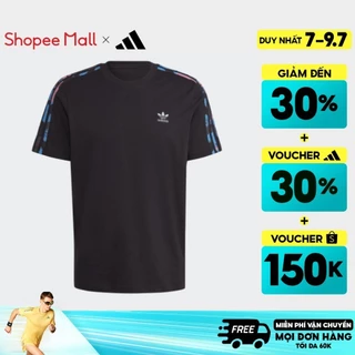 [7-9.7-VOUCHER 30%]adidas Phong cách sống Áo Thun Rằn Ri 3 Sọc Nam Đen HK2796