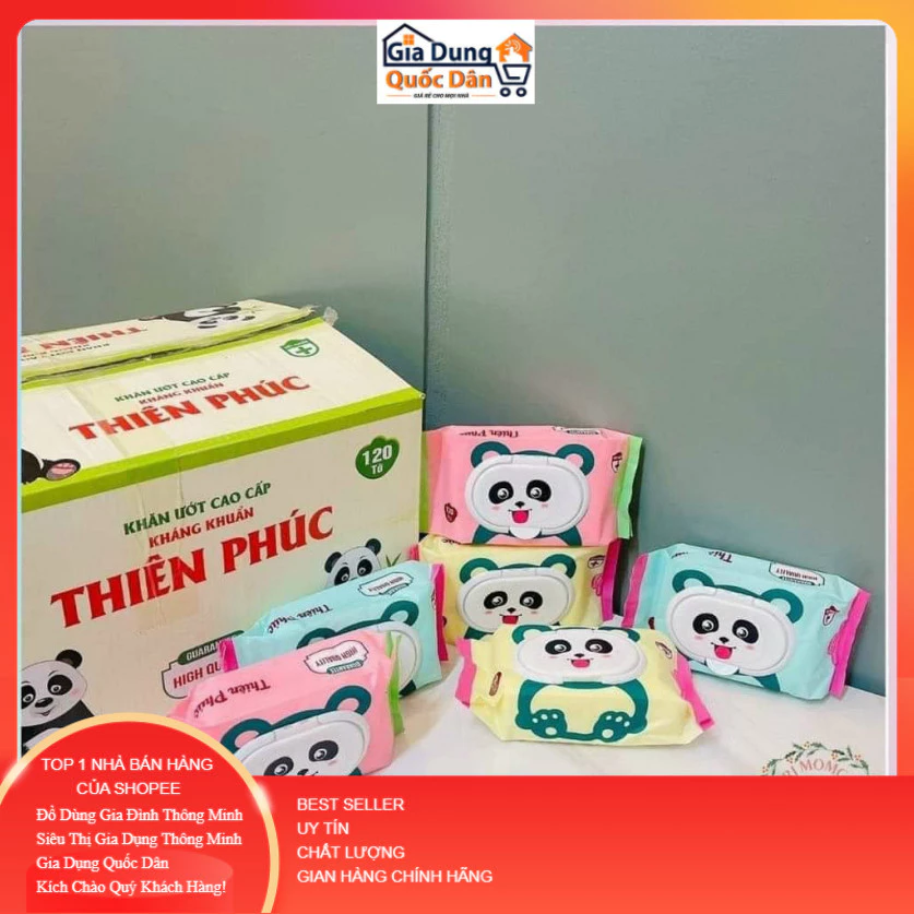 Thùng 32 Khăn ướt gấu trúc Thiên Phúc (Gói120 tờ) khăn giấy ướt kháng khuẩn cho bé Nội Dung 2