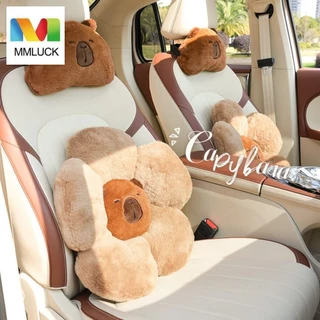 Mmluck Trang trí ghế ô tô, Tựa đầu ô tô Capybara màu nâu thoải mái, Bầu không khí mùa đông sang trọng Hoạt hình dễ thương Đệm ngồi sang trọng Đệm lưng