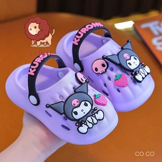 Sanrio Kuromi Giày Sandal Trẻ Em Lỗ Giày Mùa Hè Ngoài Trời Mặc Giải Trí Ngoài Trời Chống Trơn Trượt Lớn Trẻ Em Bé Trai Bé Gái Dép