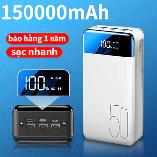 sạc dự phòng 150000mAh Màn hình kỹ thuật số Đèn LED cầm tay Ngân hàng điện chính hãng 100% sạc dự phòng