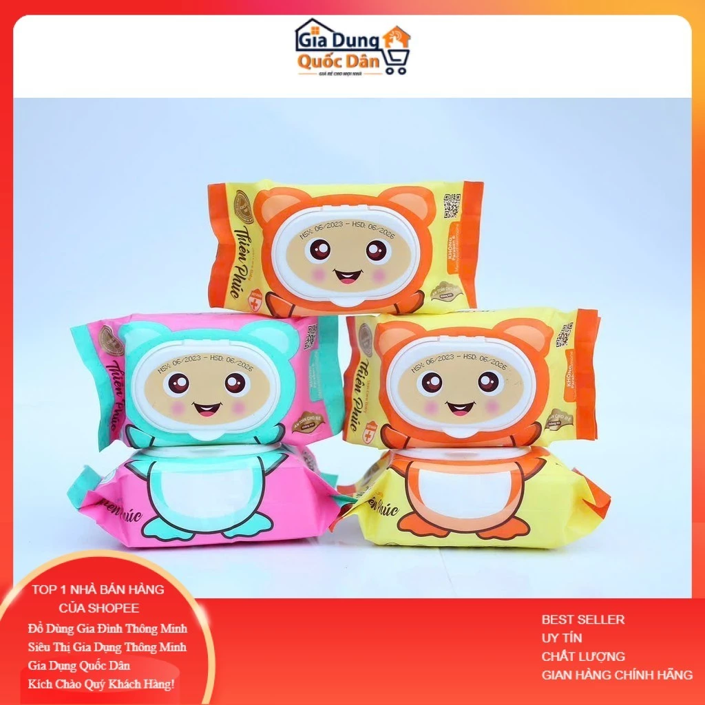 [ sỉ 10 gói] Khăn ướt Baby Thiên Phúc Hình Gấu 100 tờ Chính Hãng ND999