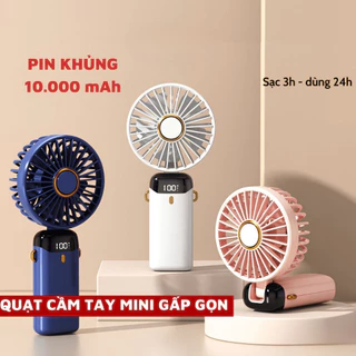 Quạt Mini Cầm Tay Tích Điện Dung Lượng Pin Khủng 10.000 MAh, Thiết Kế 5 Tốc Độ Gió Linh Hoạt 2024 YAN Flagship Store