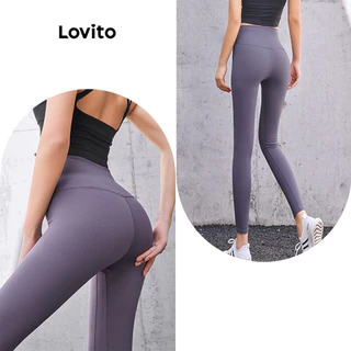 Lovito Quần legging thể thao quấn trơn thể thao cho nữ LNA57029