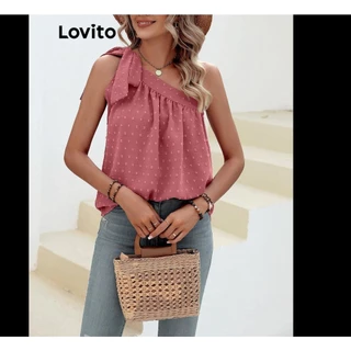 Áo kiểu Lovito thắt dây kiểu nơ màu trơn phong cách thường ngày cho nữ LNL40117