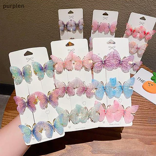 Purplen Ngẫu Nhiên Nhiều Màu Sắc Bướm Kẹp Tóc Cô Gái Kẹp Tóc Barrettes Nữ Ngọt Ngào Tóc Trang Trí Mưa Mũ Phụ Kiện Tóc Thời Trang EN