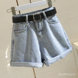 Hàng sẵn có Vận chuyển nhanh mùa hè 2024 Quần short Denim phong cách mới dành cho nữ cạp cao ôm hơn Nhìn phù hợp cho học sinh Quần ống rộng uốn chữ A Hot