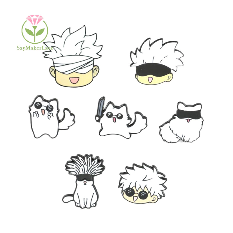 [Saymakerlace] Anime Nhật Bản Jujutsu Kaisen Yuta Okkotsu Pin Gojo Satoru Mèo Men Trâm Cài Huy Hiệu Manga Dễ Thương Lapel Pin Cho Phụ Kiện Ba Lô