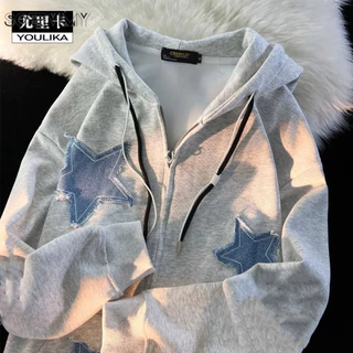 SOERVIMY Áo Khoác hoodie áo khoác nữ zip hoodie fashionable chic High-quality Thoải mái A28J1BZ 21Z240519