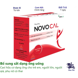 NOVOCAL H/20 ống - Bổ sung sắt và canxi hữu cơ dạng nước cho người lớn, trẻ em và phụ nữ có thai