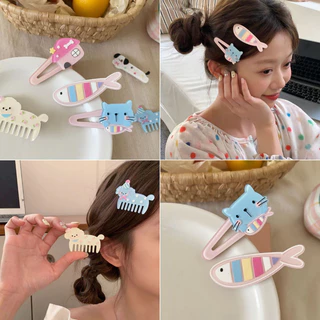 Dễ thương chó con mèo con lược kẹp tóc nữ acrylic bangs phụ kiện tóc cá