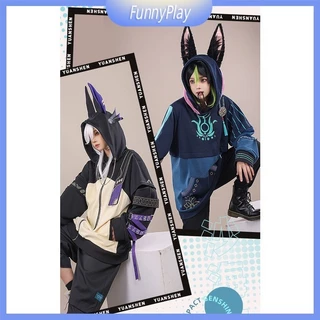 Áo Hoodie Tay Dài Dáng Rộng In Họa Tiết Anime Genshin Va Chạm Cyno Tighnari 3D Phong Cách Nhật Bản Thời Trang Unisex