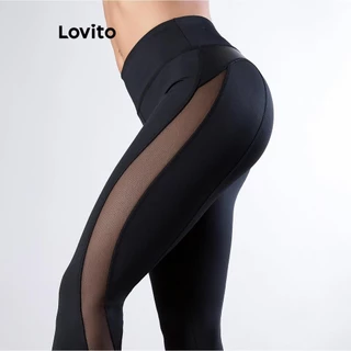 Lovito Quần legging thể thao khâu vải trơn thể thao cho nữ LNL54267