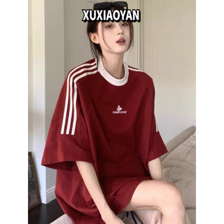 XUXIAOYAN áo phông áo thun nữ croptop baby tee Xu hướng hàn quốc Vintage Đơn giản A29J29O 17Z240426