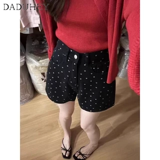 DaDuHey New American Ins High Street Retro Denim Shorts Niche High Waist Wide Leg Pants Large Size Hot Pants