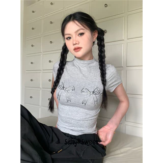 Salty&Sweet store áo phông áo thun nữ croptop baby tee INS xu hướng Trendy Casual WTX2440YF5 19Z240507