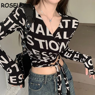 Rosella áo phông áo thun nữ croptop baby tee Popular Thời trang INS Đơn giản WTX23A0AD2 21Z240520