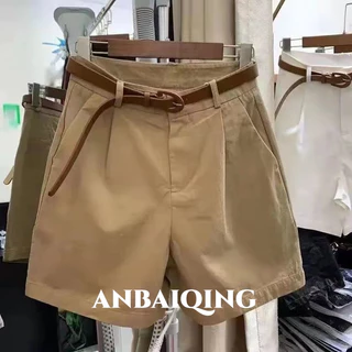 Anbaiqingplus quần short cotton eo cao ống rộng thời trang mùa hè Hàn Quốc dành cho nữ / cỡ lớn