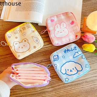 Túi đựng băng vệ sinh TTHOUSE Túi đựng đồ lặt vặt bằng vải Canvas dễ thương Hộp đựng khăn ăn gấu