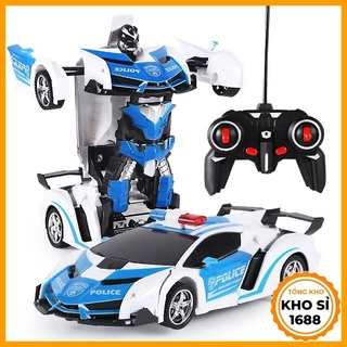 Ô tô điều khiển từ xa Robot biến hình Mykingdom đồ chơi rô bốt xe cảnh sát - có đèn địa hình E1005