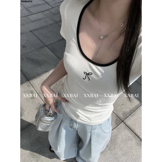 TIANLEYU áo phông áo thun nữ croptop baby tee Thể thao Phong cách Vintage Casual WTX2440UVF Z240419