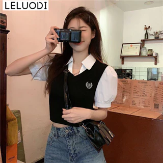 LELUODI áo phông áo thun nữ croptop baby tee Trendy Stylish Cổ điển INS A29J1ST 17Z240424