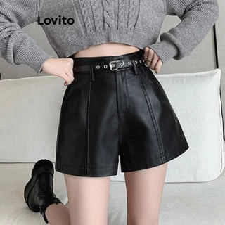 Lovito Quần short nút trơn thông thường cho nữ LNE54434