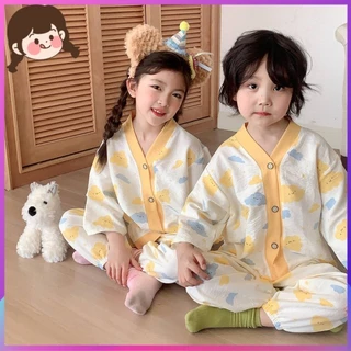 2024 Phong Cách Mới Trẻ Em Homewear Phù Hợp Với Bé Trai Bé Gái Rời Mỏng Phong Cách Bộ Đồ Ngủ Cho Bé Phiên Bản Hàn Quốc Điều Hòa Phù Hợp Với Hai Mảnh DUBX